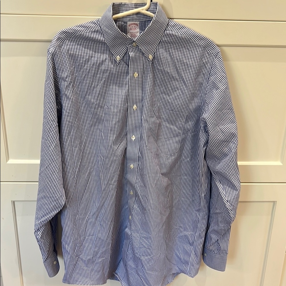 Brooks Brothers dress shirt men’s blue gingham 16 34 long sleeve button down